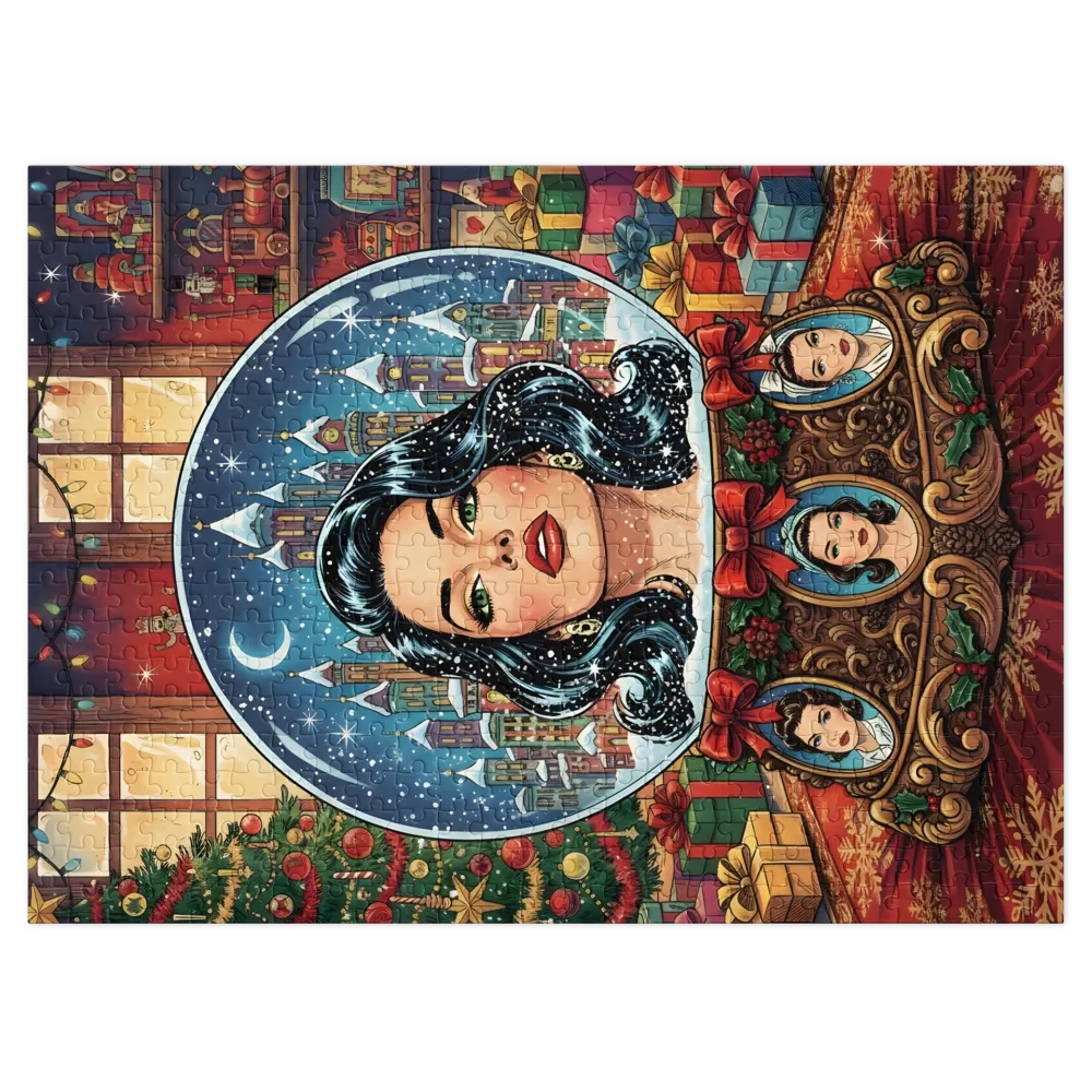 Festive Snow Globe Diva 
 Jigsaw Puzzle in Tin Box