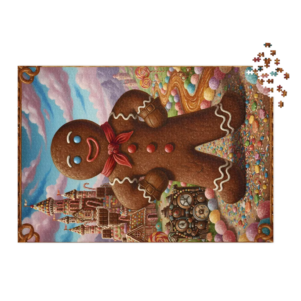 Gingerbread Man's Sweet Kingdom 
 Jigsaw Puzzle in Tin Box