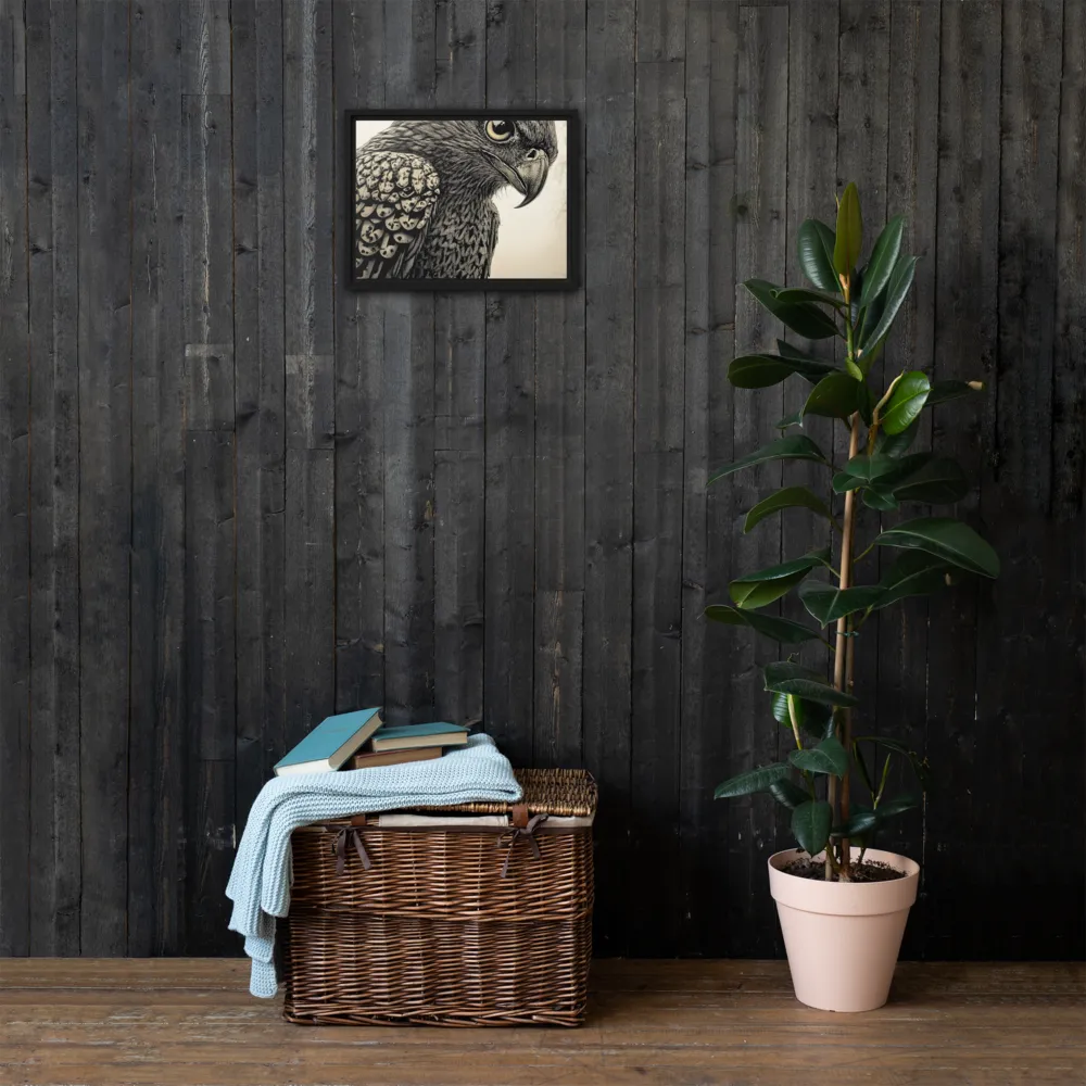 Majestic Owl in Detail | Canvas with Black Frame | 12″×16″