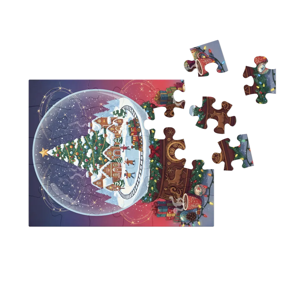 Christmas Village Snow Globe 
 Jigsaw Puzzle in Tin Box