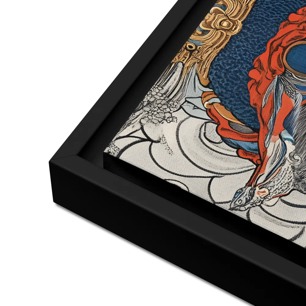 Serenity in Myth: A Traditional Portrait | Canvas with Black Frame | 12″×16″