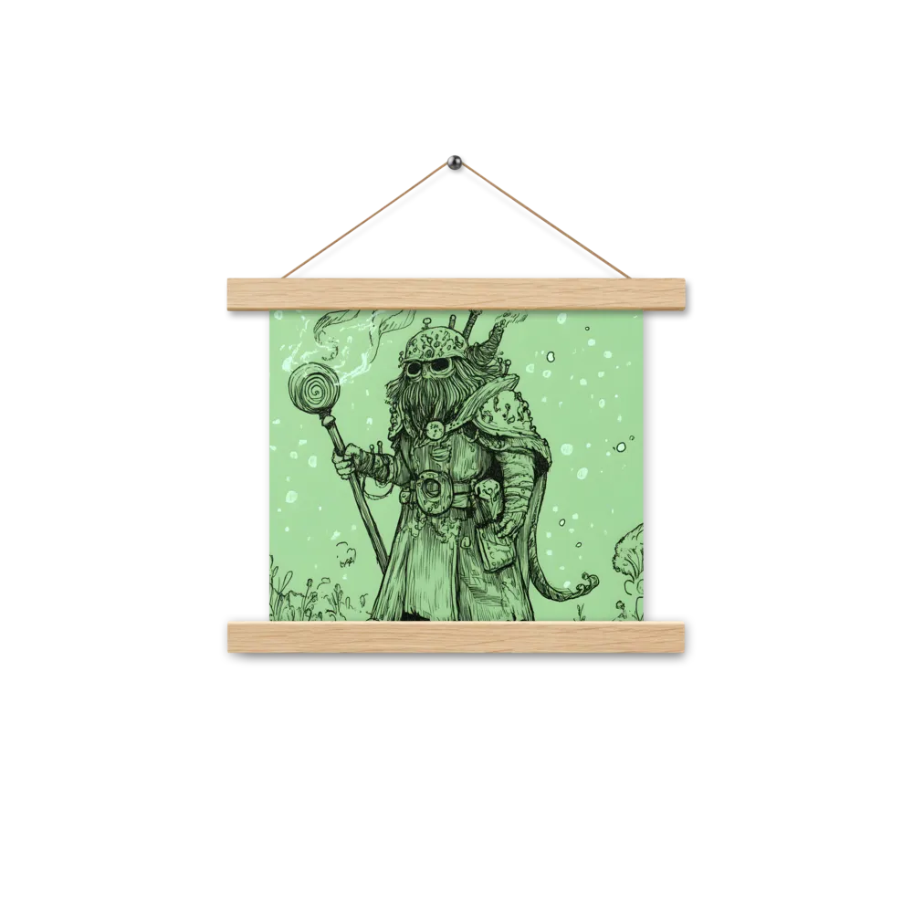 The Enigmatic Wizard | Poster With Oak Wood Hanger | 10″×10″