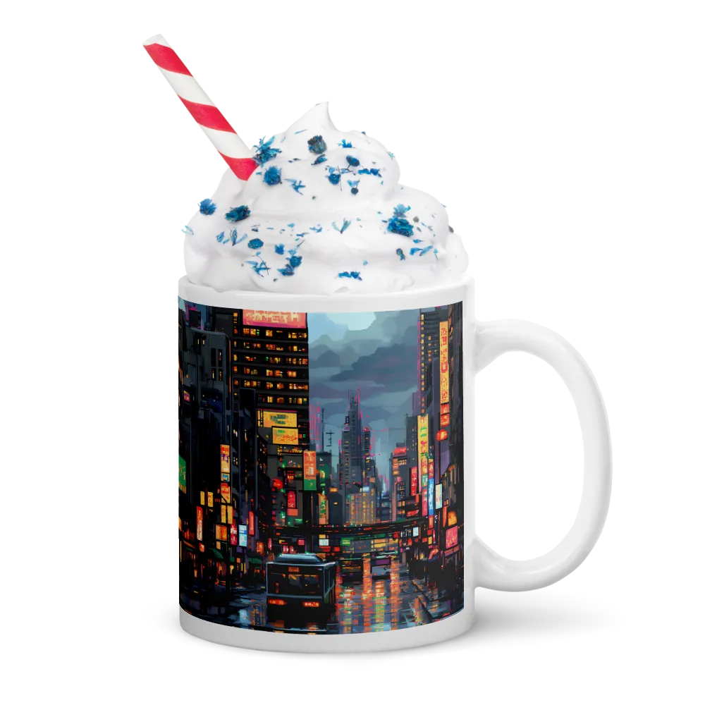 Neon Dreams: A Pixelated Urban Night | Mugs | Multiple Sizes & Colors