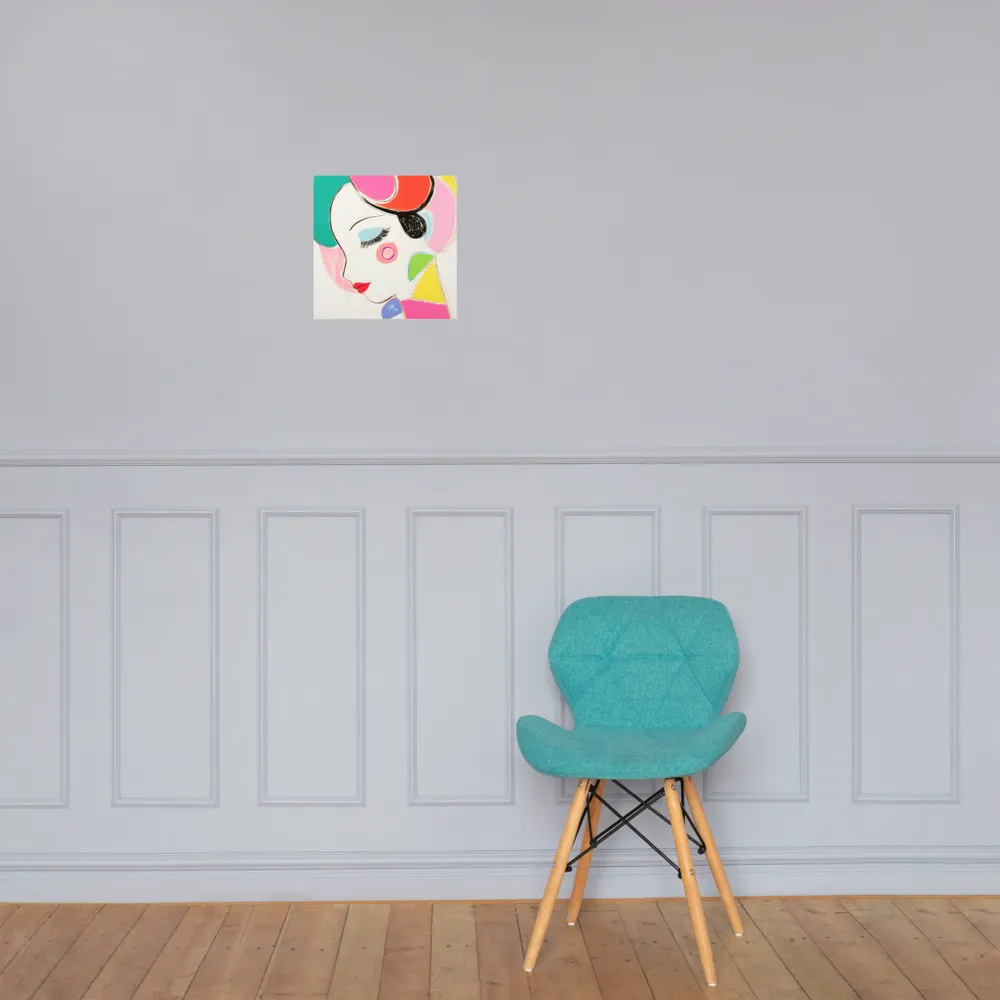 Whimsical Portrait in Colorful Abstraction | Poster | 12″×12″