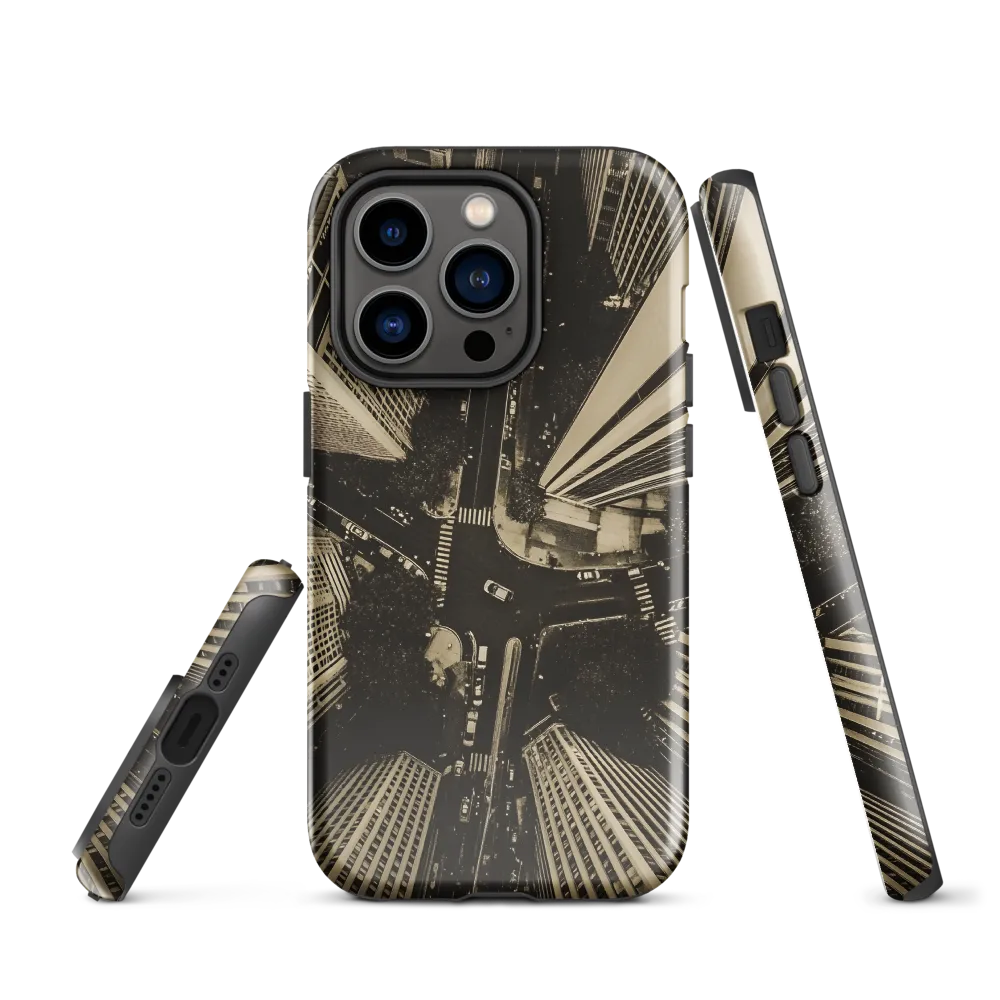 Urban Symphony: Aerial Perspective of City Life | Phone Case |  14 Pro | Tough Case | Glossy