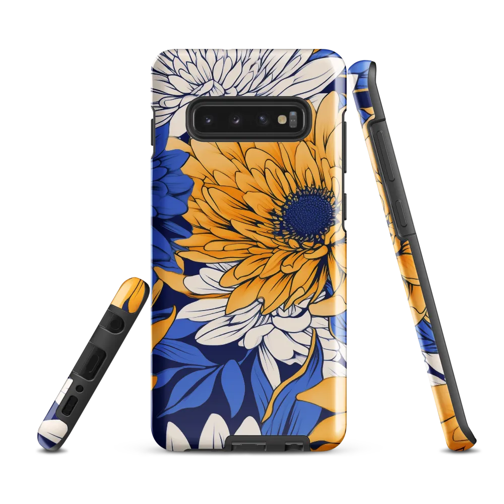 Floral Harmony in Blue and Yellow | Phone Case |  S10 Plus | Tough Case | Glossy