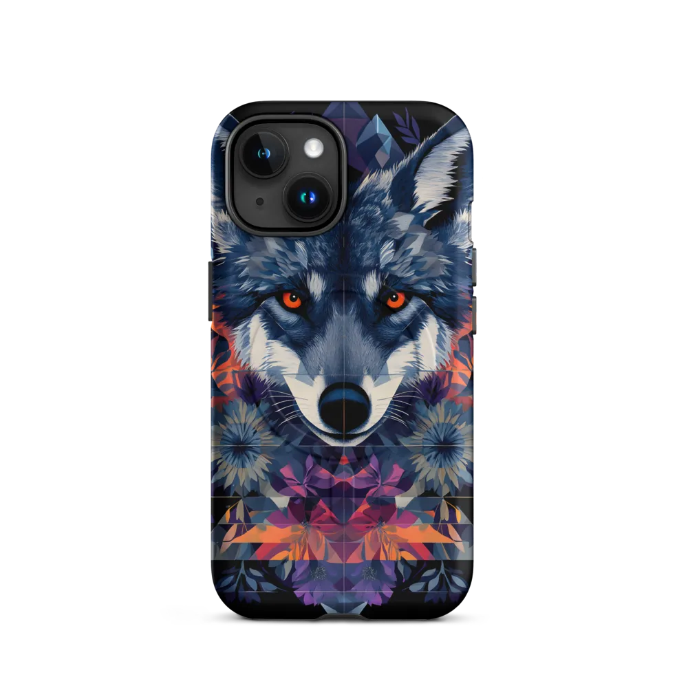 Mystical Wolf Amidst Floral Geometry