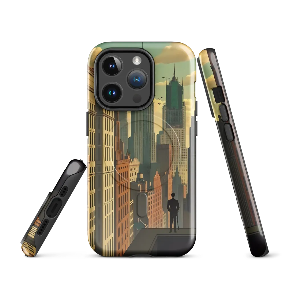 Urban Dreams: A Silhouette in Art Deco Cityscape