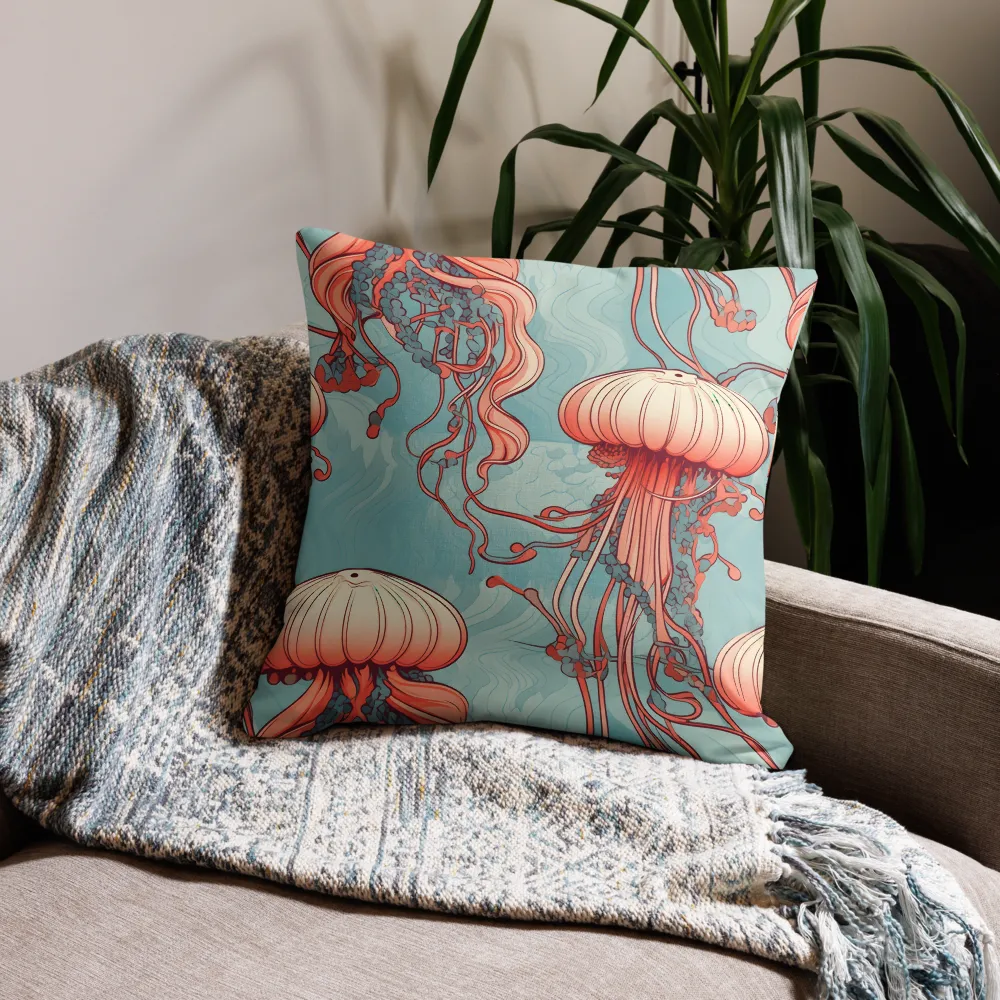 Ethereal Dance of Jellyfish | Pillow | 22″×22″