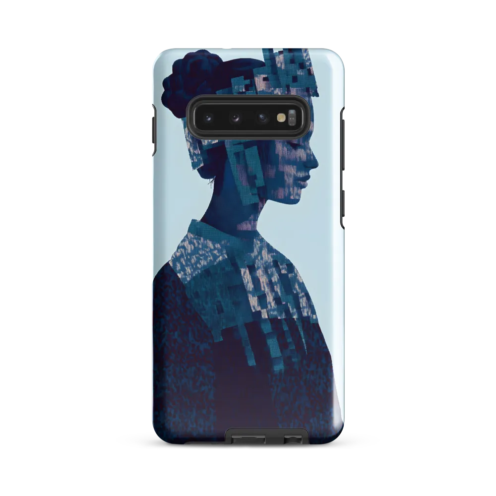 Digital Portrait in Abstract Blue | Phone Case |  S10 Plus | Tough Case | Glossy