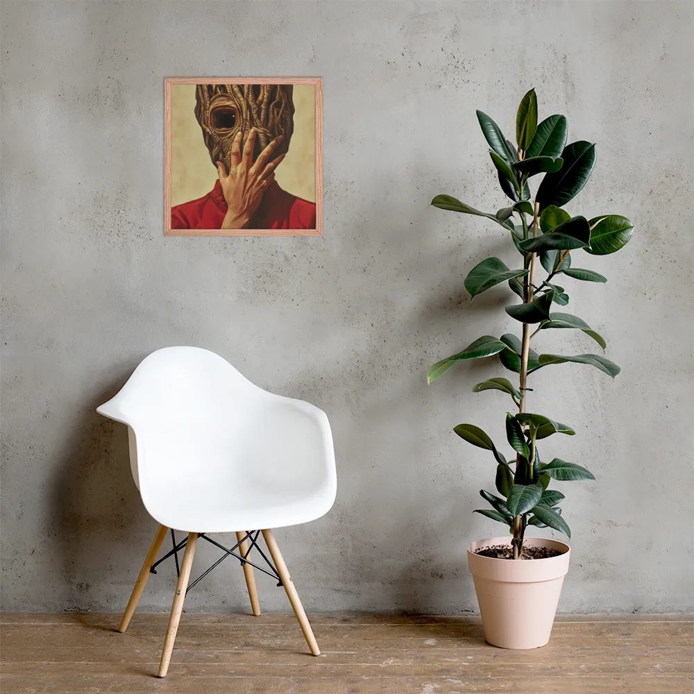 The Mask of Roots | Poster with Red oak Frame | 18″×18″