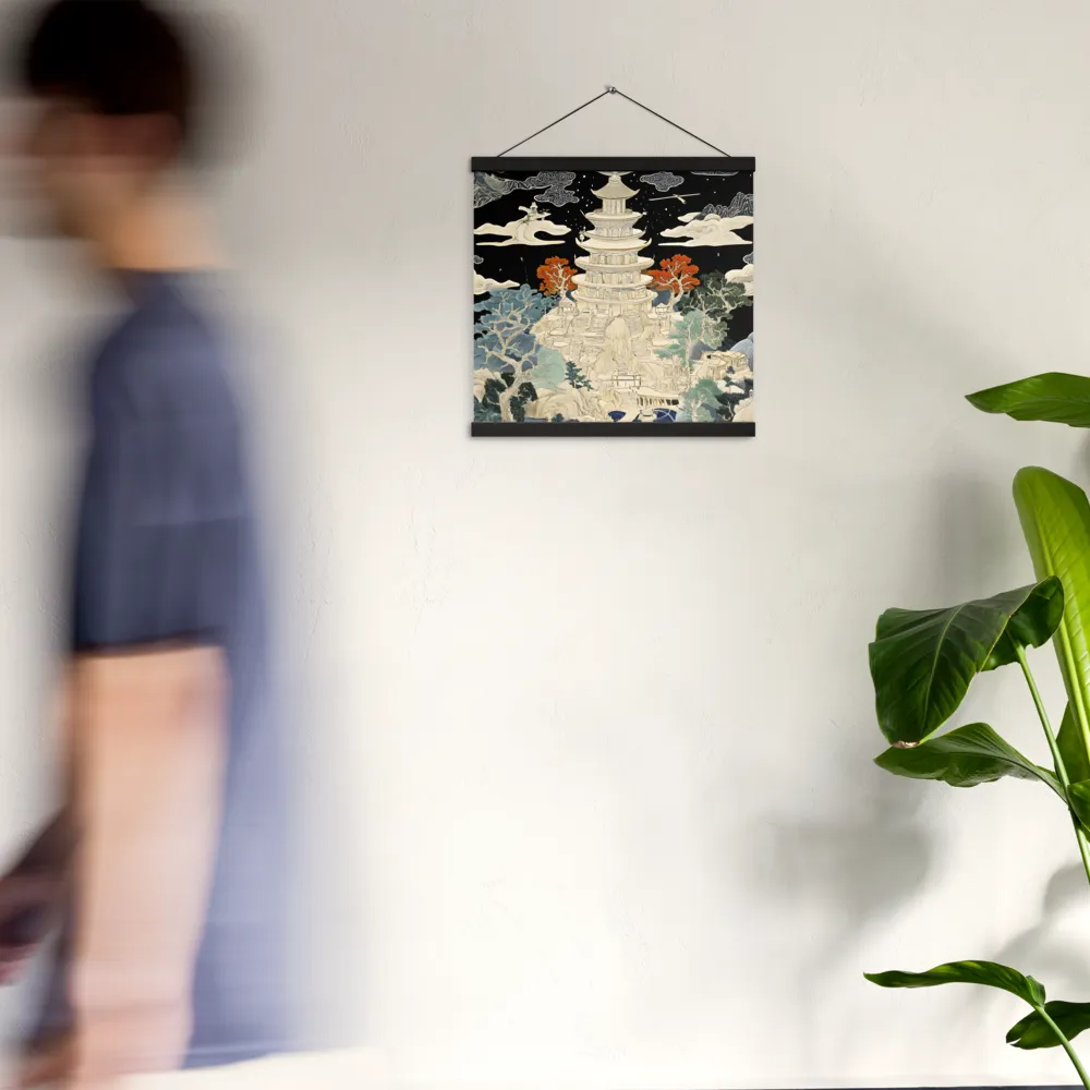 Whispers of the Pagoda | Poster With Black Wood Hanger | 16″×16″