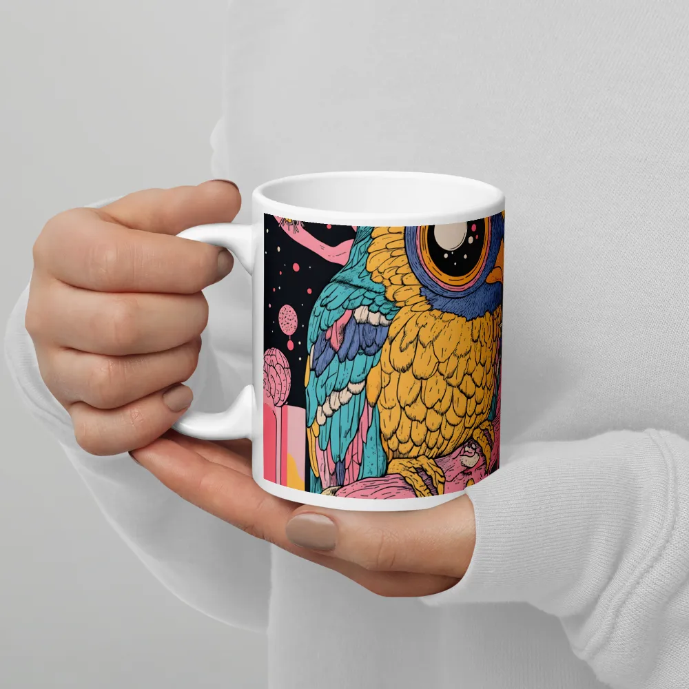 Whimsical Cosmic Owl | Mug with White inside | 11 oz