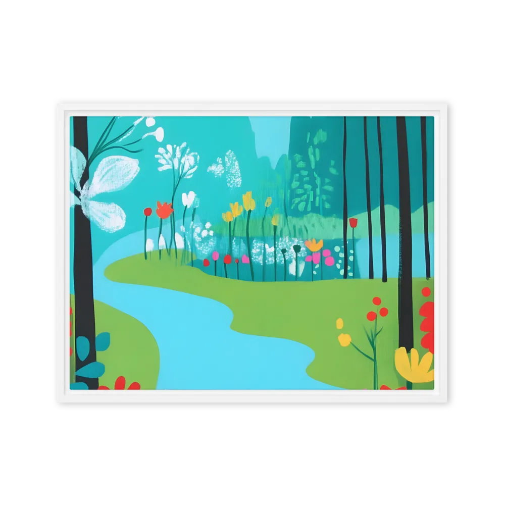 Whispers of Spring: A Colorful Retreat | Canvas with White Frame | 18″×24″