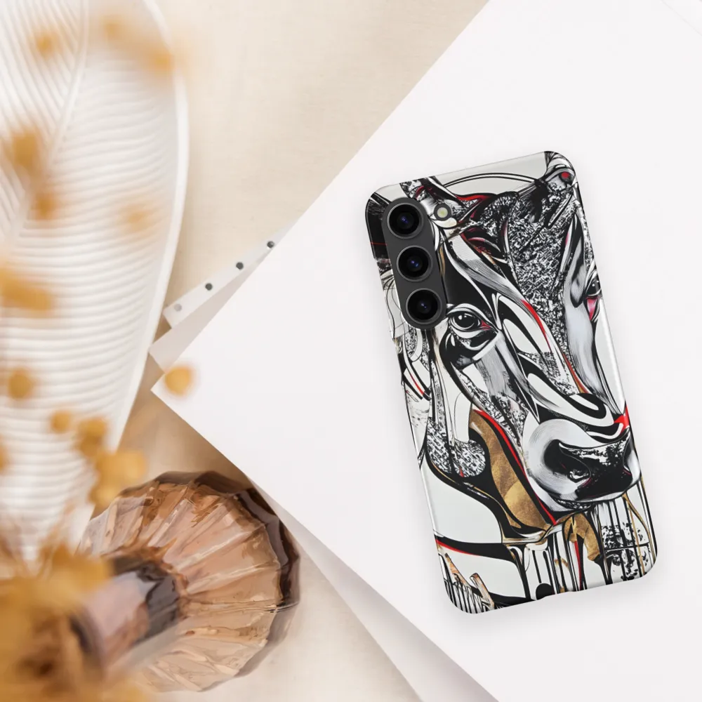 Linear Cow Study — Black, White and Gold Accents