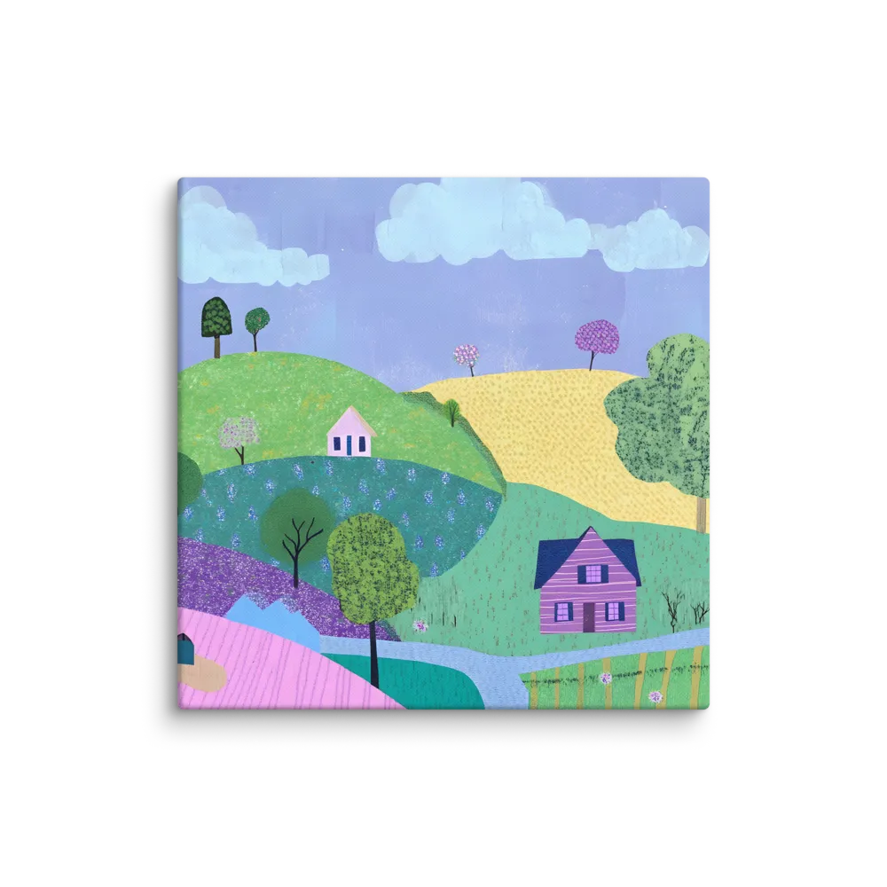 Whimsical Hills and Quaint Homes | Canvas | 28″×28″