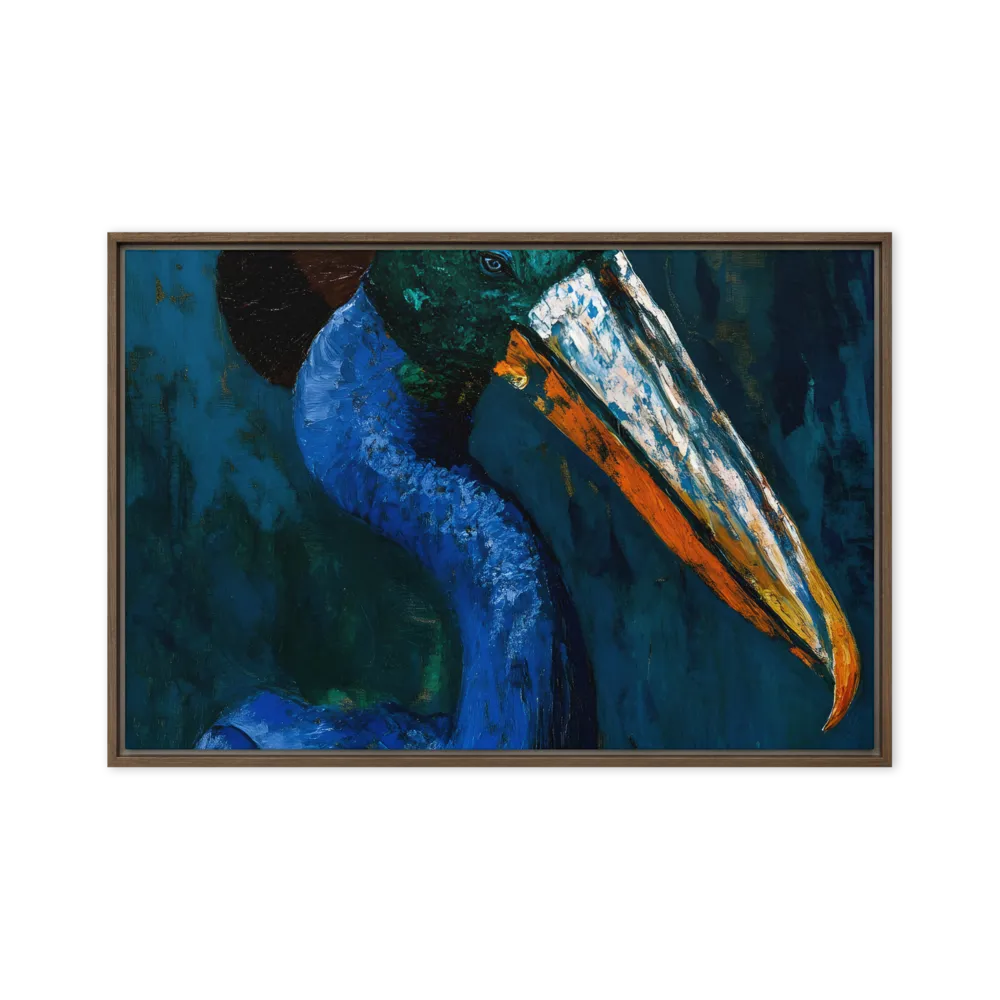 Majestic Absurdity: The Hat-Wearing Bird | Canvas with Brown Frame | 24″×36″