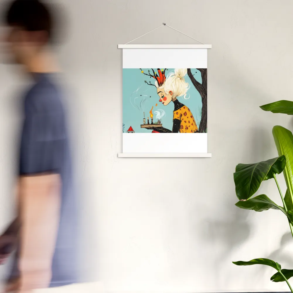 Whimsical Nature Girl | Poster With White Wood Hanger | 18″×24″