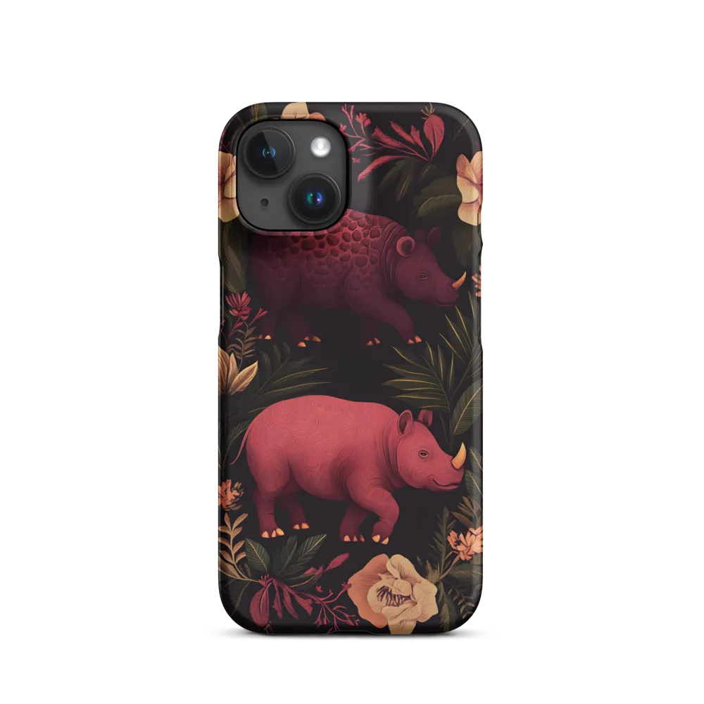 Rhinos in Floral Embrace