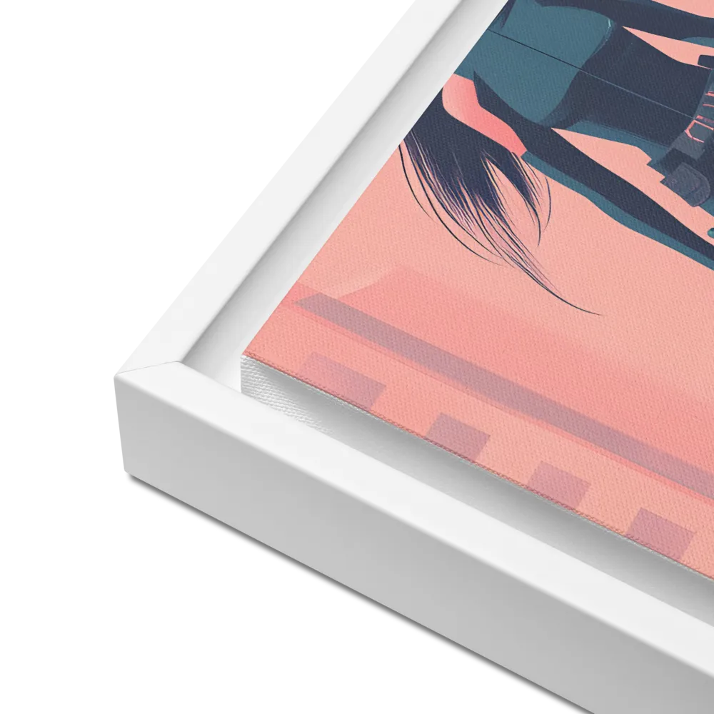 Urban Sentinel: A Warrior's Stand | Canvas with White Frame | 16″×16″