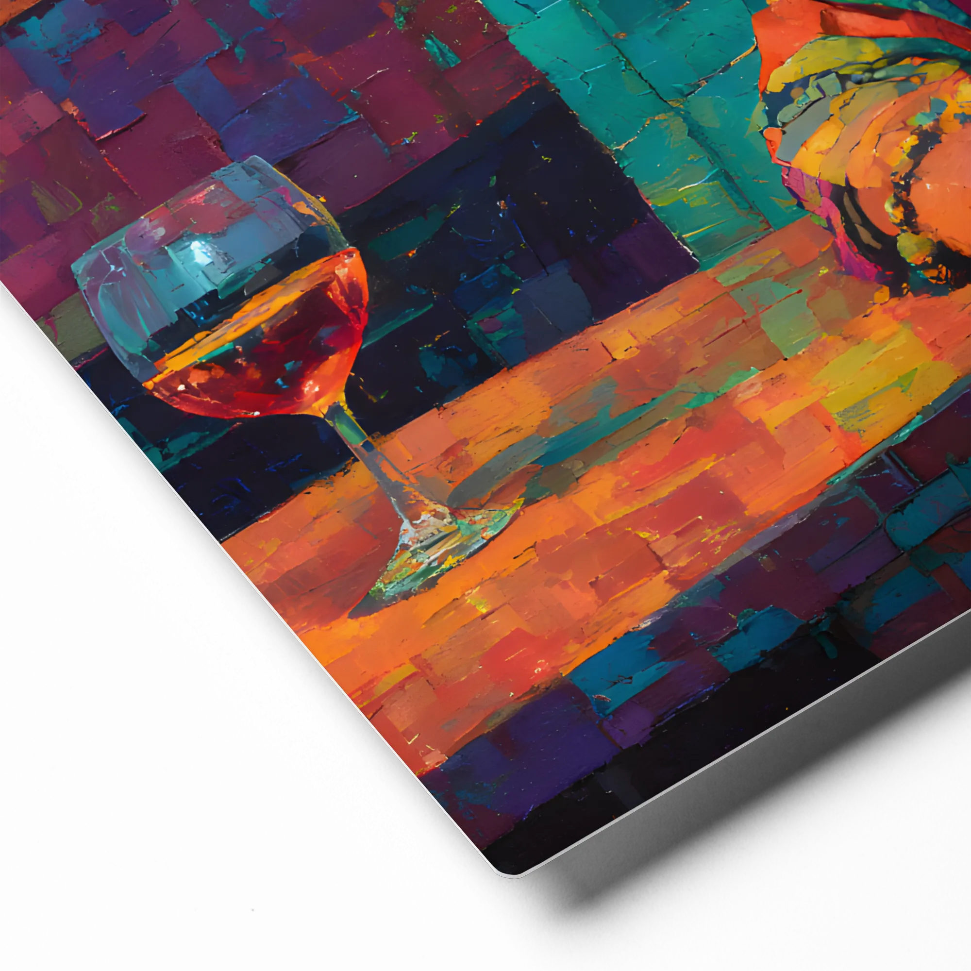 Impasto Portrait of Contemplation 
 Metal Print | 12″x 12″