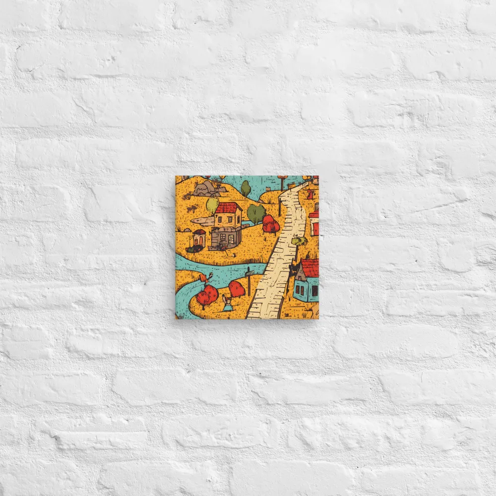 Whimsical Village Landscape | Canvas | 10″×10″