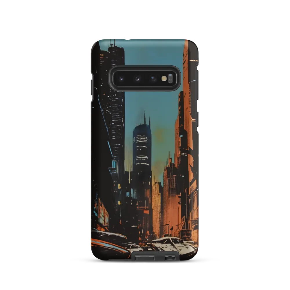Futuristic Cityscape in Blue and Orange