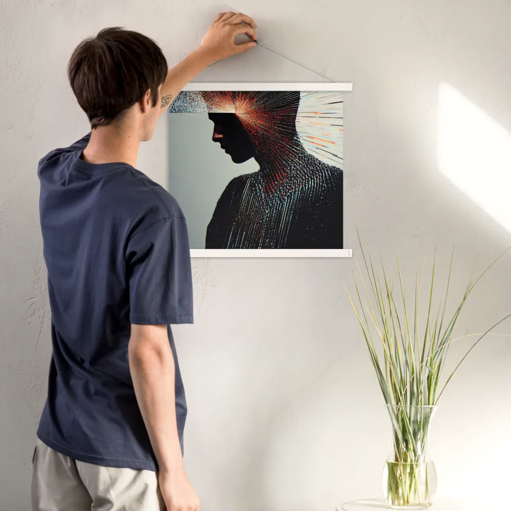 Radiant Reflection: An Abstract Journey of Thought | Poster With White Wood Hanger | 18″×18″