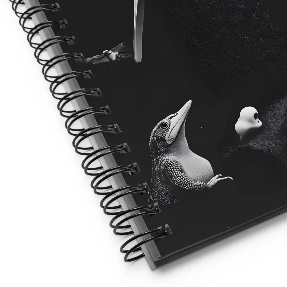 Harmony in Monochrome: A Surreal Assembly of Nature | Spiral Notebook