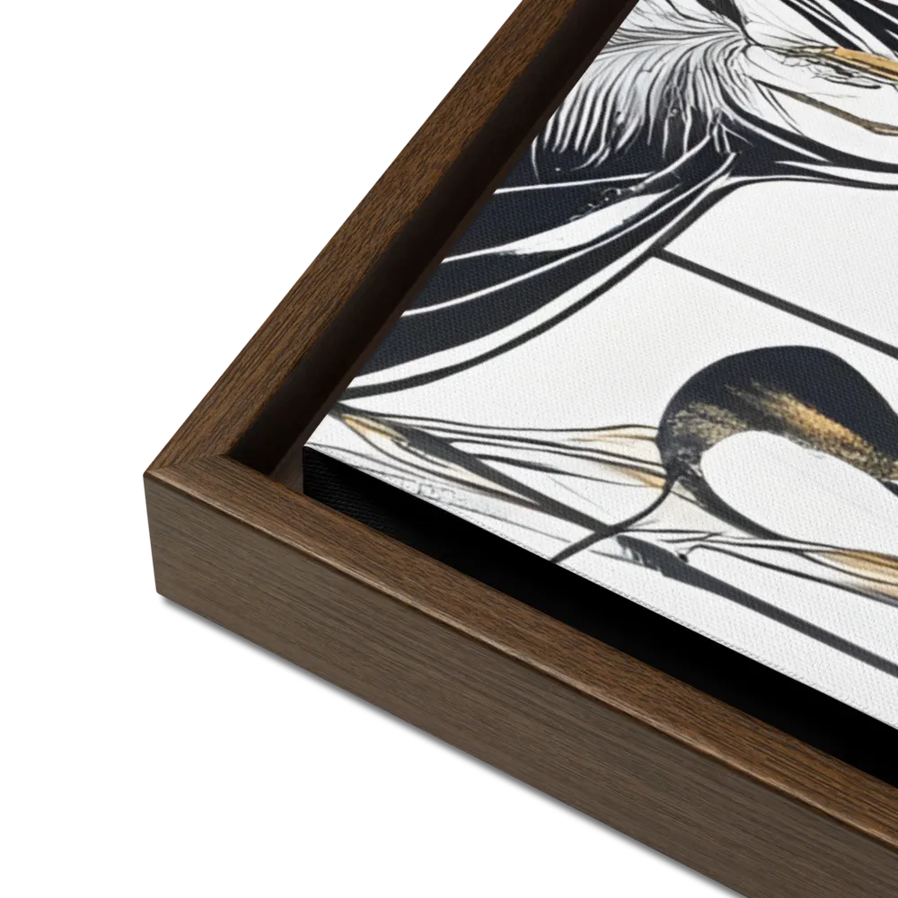 Floral Elegance: The Giraffe's Portrait | Canvas with Brown Frame | 24″×36″