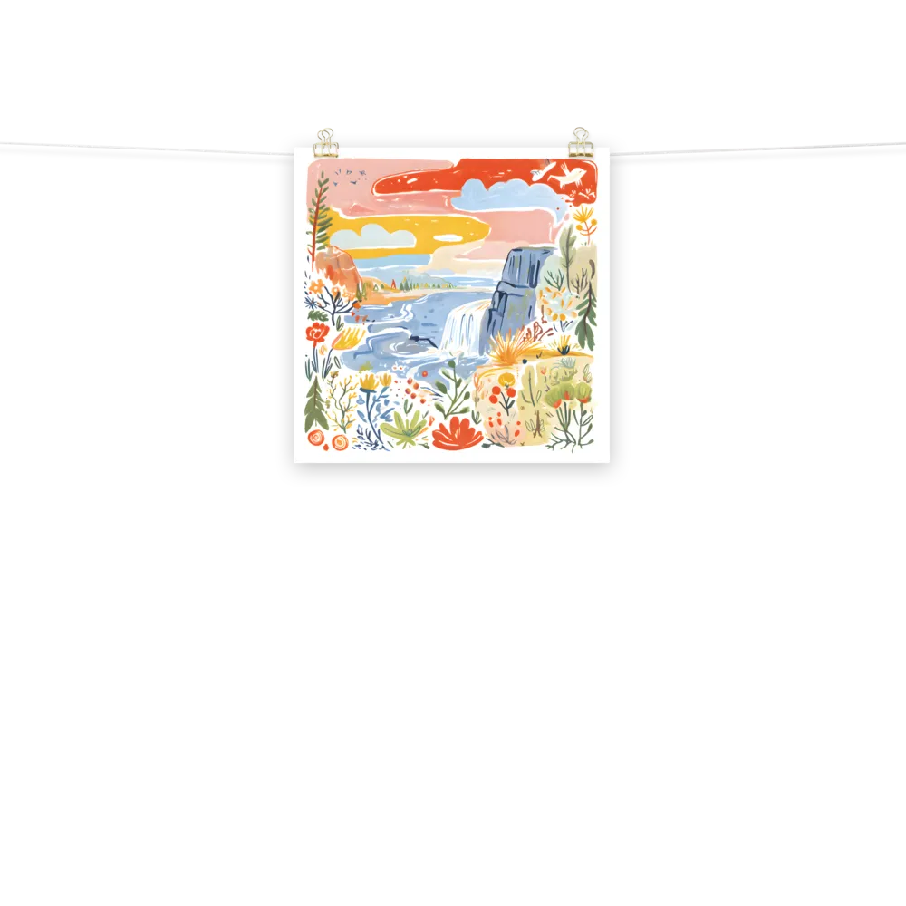 Wildflower Waterfall 
 Poster | 18″x 18″