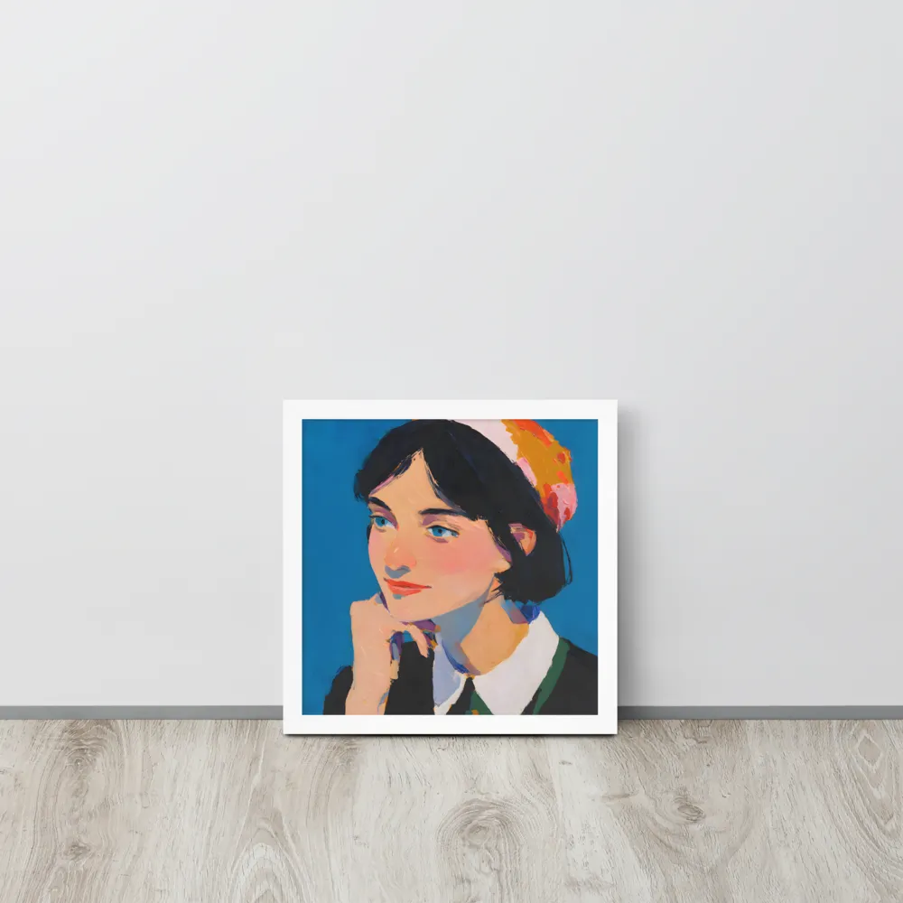 Blue Portrait 
 Poster with White Frame | 12″x 12″