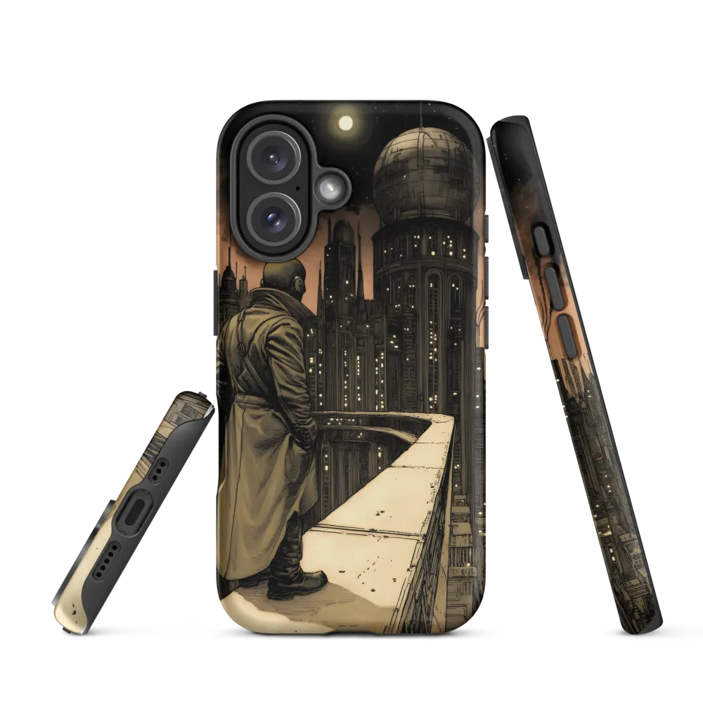 A Contemplative Gaze Over the Futuristic Metropolis | Phone Case |  16 | Tough Case | Matte