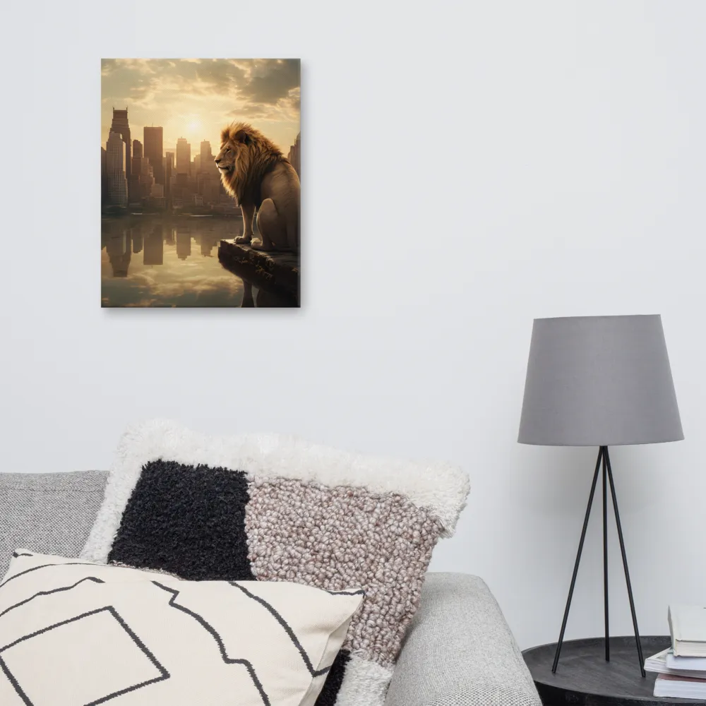 The Lion's Gaze Over the Urban Symphony