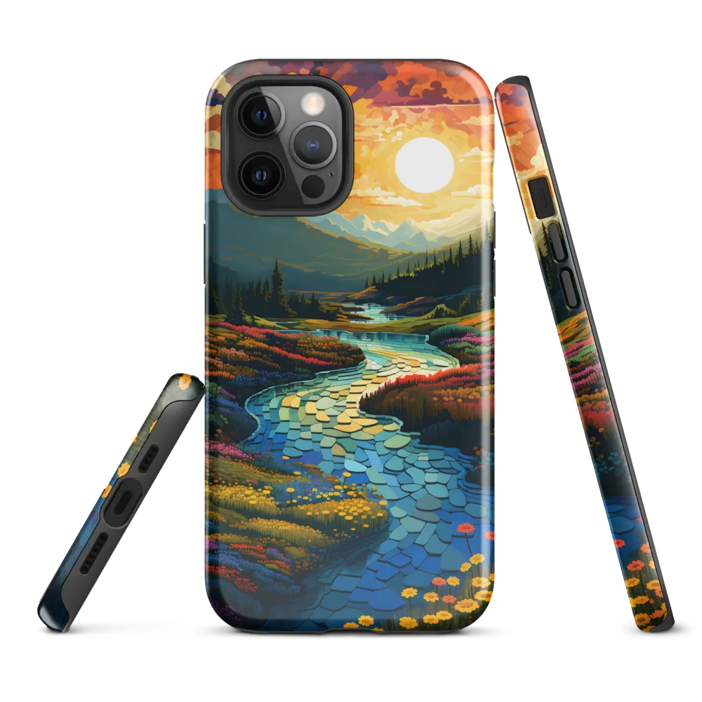 Serenity in Sunset: A Winding River's Embrace | Phone Case |  12 Pro Max | Tough Case | Glossy