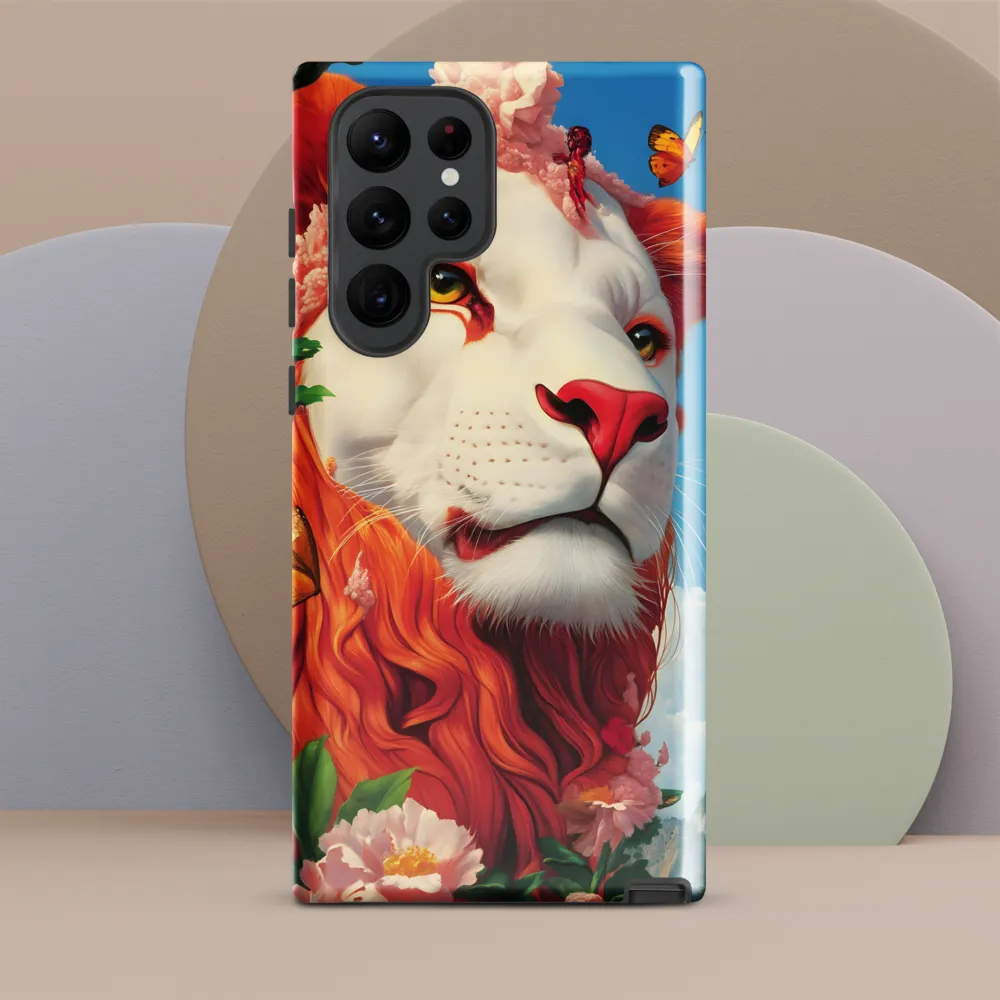 Majestic Lion Amidst Floral Splendor