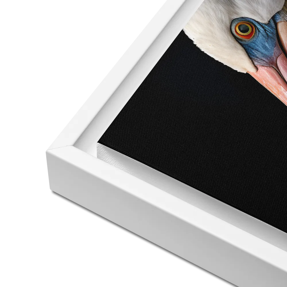 Elegance in White: The Pelican | Canvas with White Frame | 16″×20″