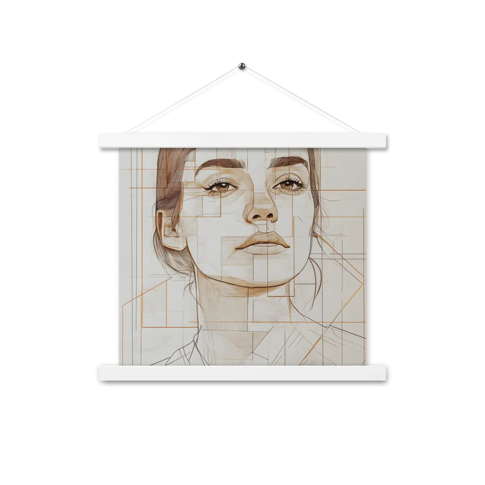 Geometric Serenity: A Minimalist Portrait | Poster With White Wood Hanger | 14″×14″