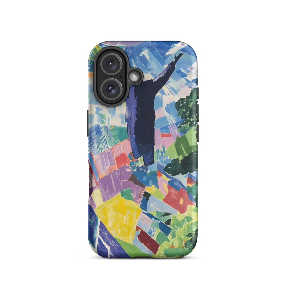 Elysium: A Soaring Figure Amidst Colorful Landscapes | Phone Case