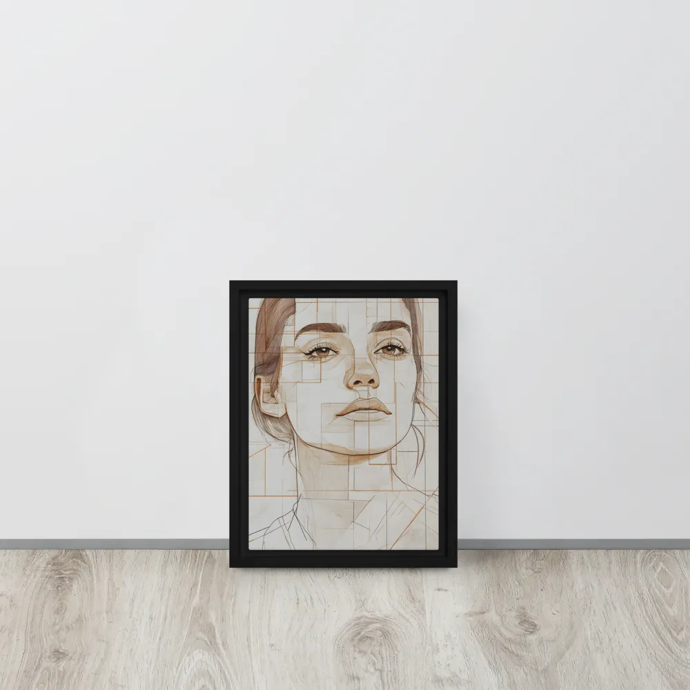 Geometric Serenity: A Minimalist Portrait | Canvas with White Frame | 9″×12″