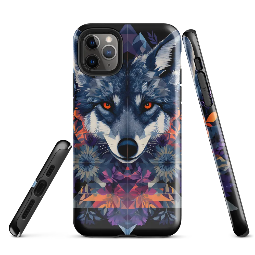 Mystical Wolf Amidst Floral Geometry | Phone Case |  11 Pro Max | Tough Case | Glossy