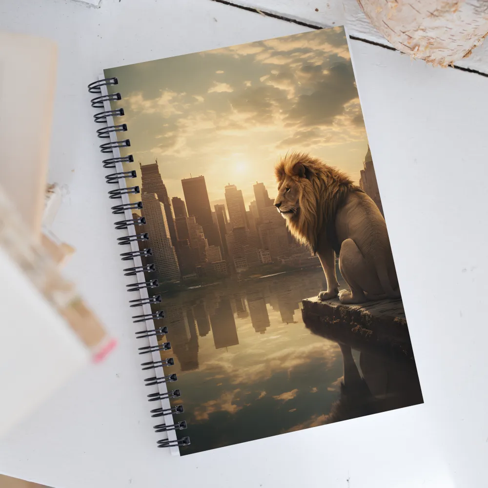 The Lion's Gaze Over the Urban Symphony | Spiral Notebook