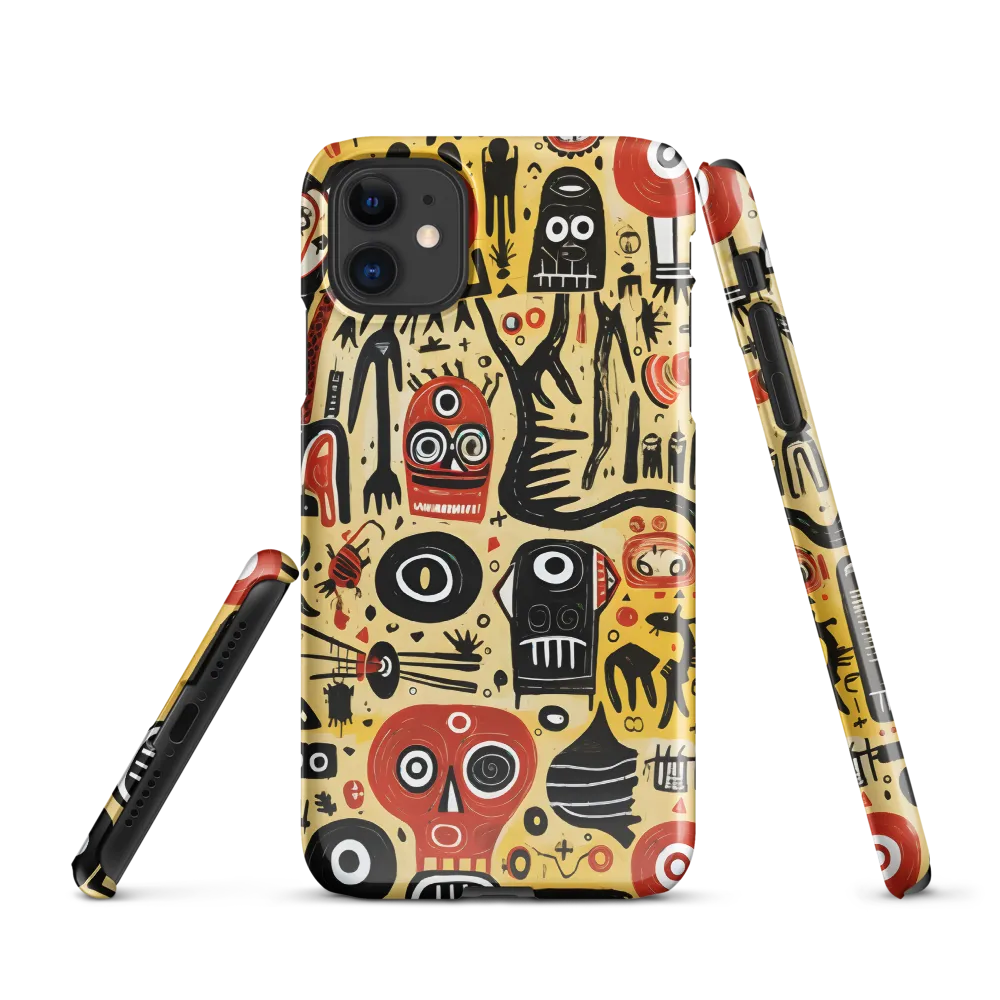 Abstract Encounters: A Dance of Faces and Symbols | Phone Case |  11 | Snap Case | Glossy
