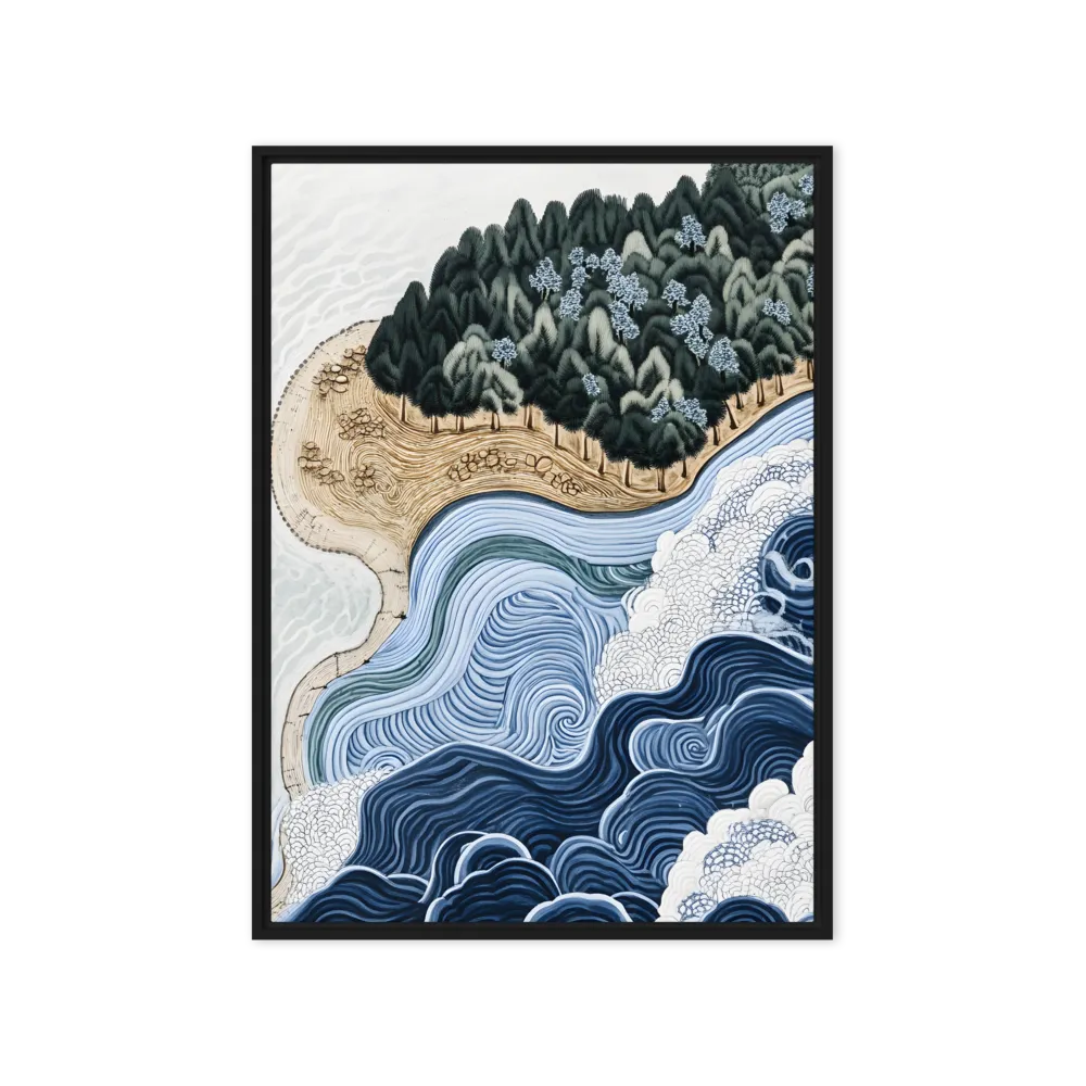 Oceanic Harmony: A Tranquil Landscape | Canvas with Black Frame | 20″×28″