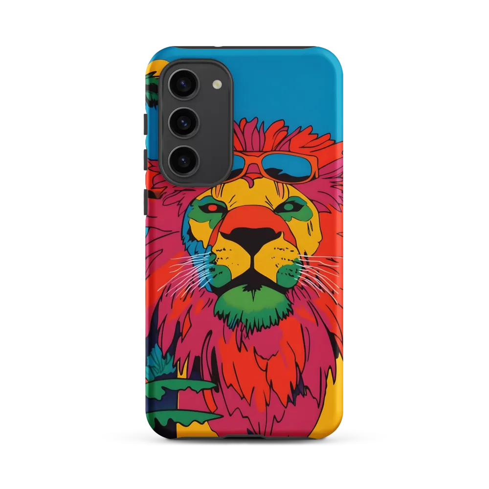 Lion with Sunglasses: A Vibrant Tropical Portrait
