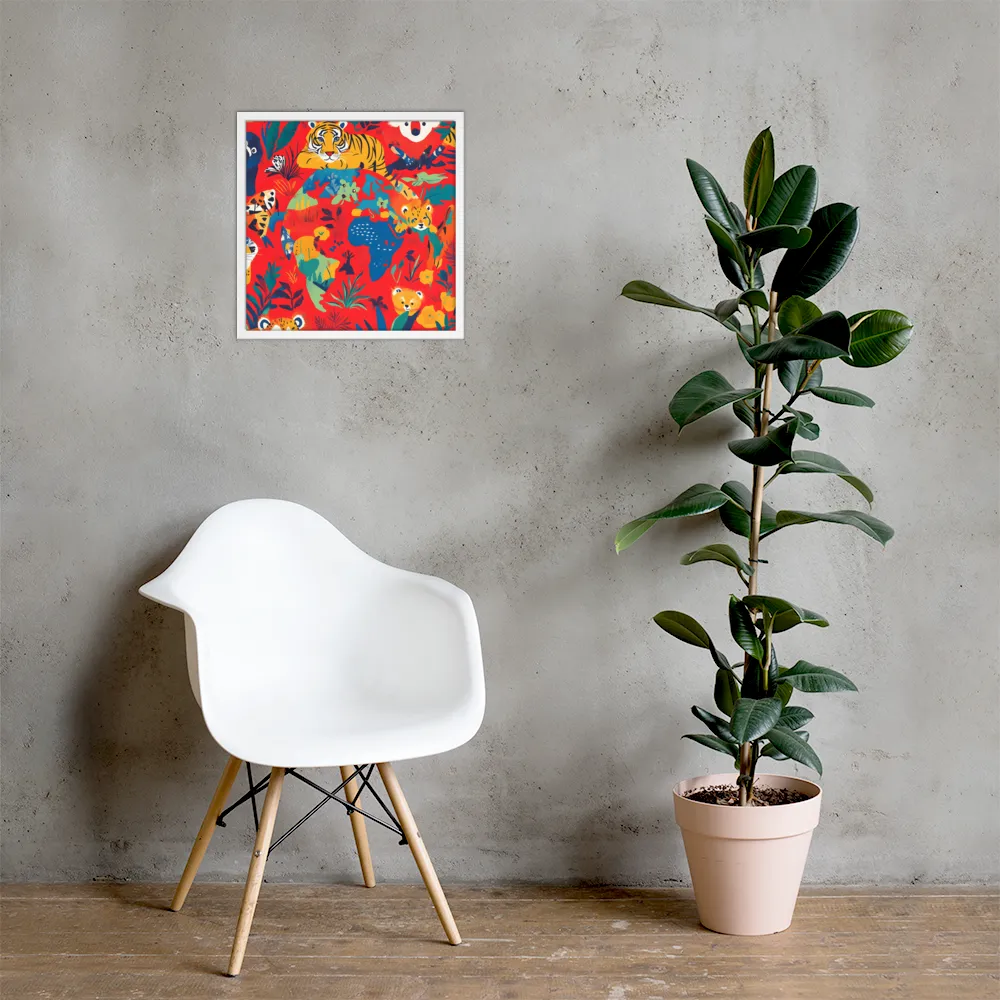 Wild Wonders of the Globe | Poster with White Frame | 18″×18″