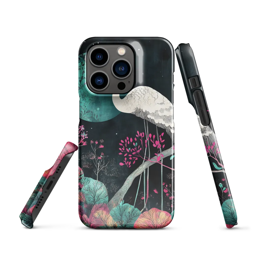 Ethereal Presence: Heron in a Floral Dreamscape | Phone Case |  14 Pro | Snap Case | Glossy