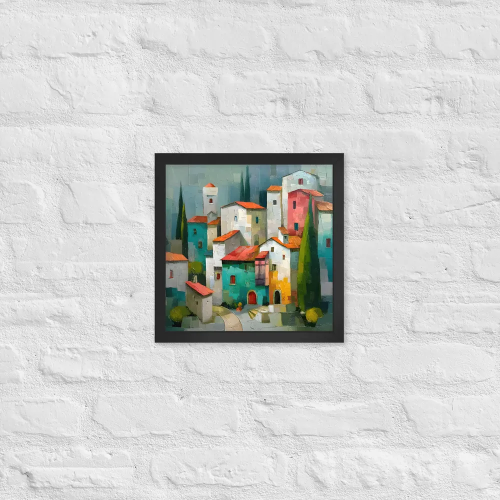 Cypress Village 
 Poster with Black Frame | 12″x 12″