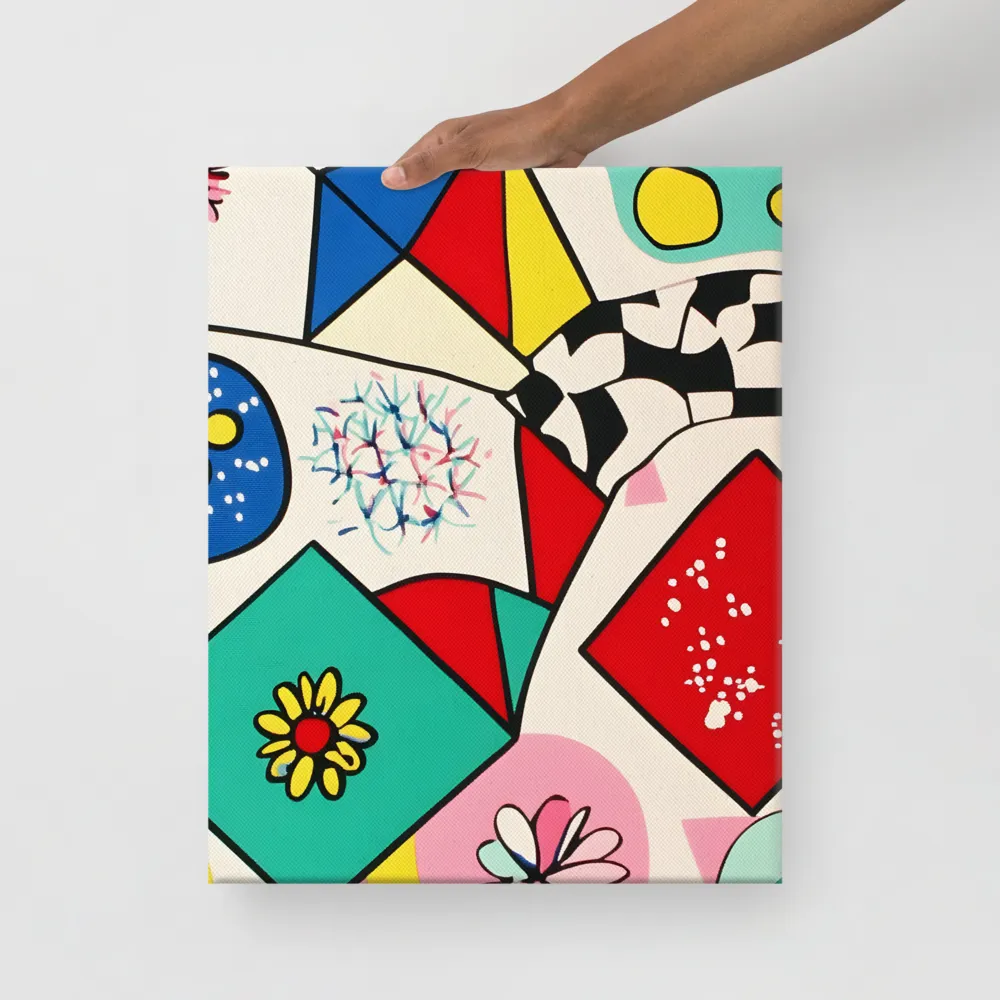 Joyful Geometry: A Playful Dance of Shapes and Colors | Canvas | 16″×20″