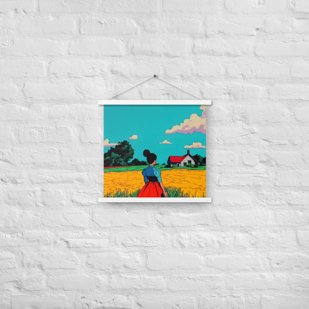 Whispers of a Sunlit Meadow | Poster With White Wood Hanger | 18″×18″